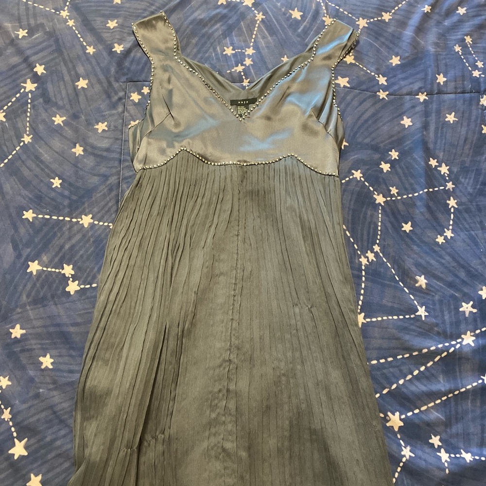 silver silk dress